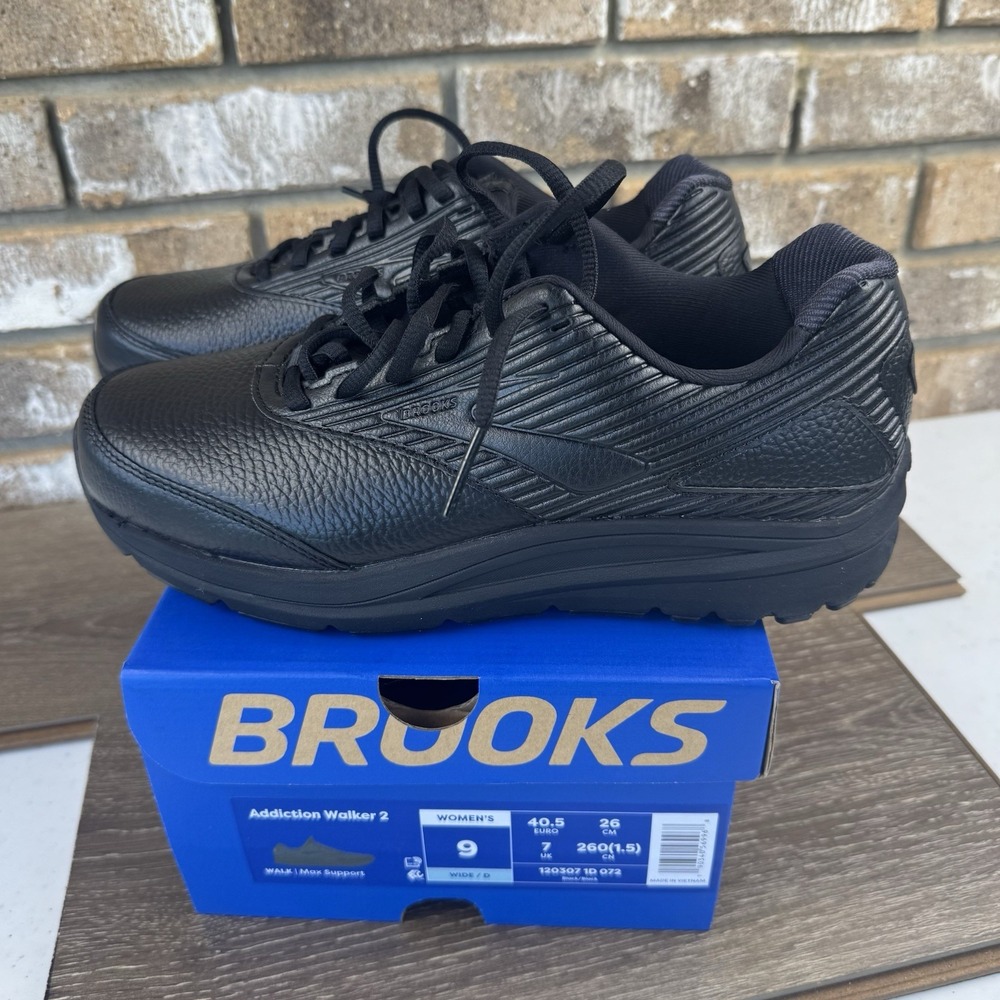 Brooks Addiction Walker 2 Shoes Black Walking Sneakers Women's Sz 9D Wide